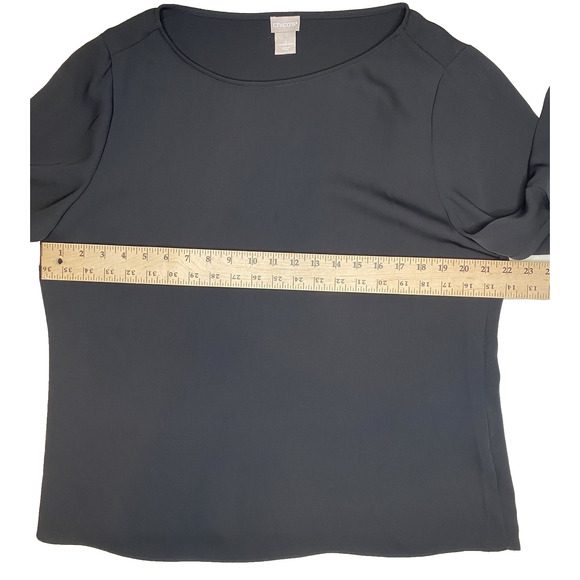 Chicos Blouse Womens Sz 2 US Large Black Career Office Work Day To Night Shirt - Picture 8 of 9